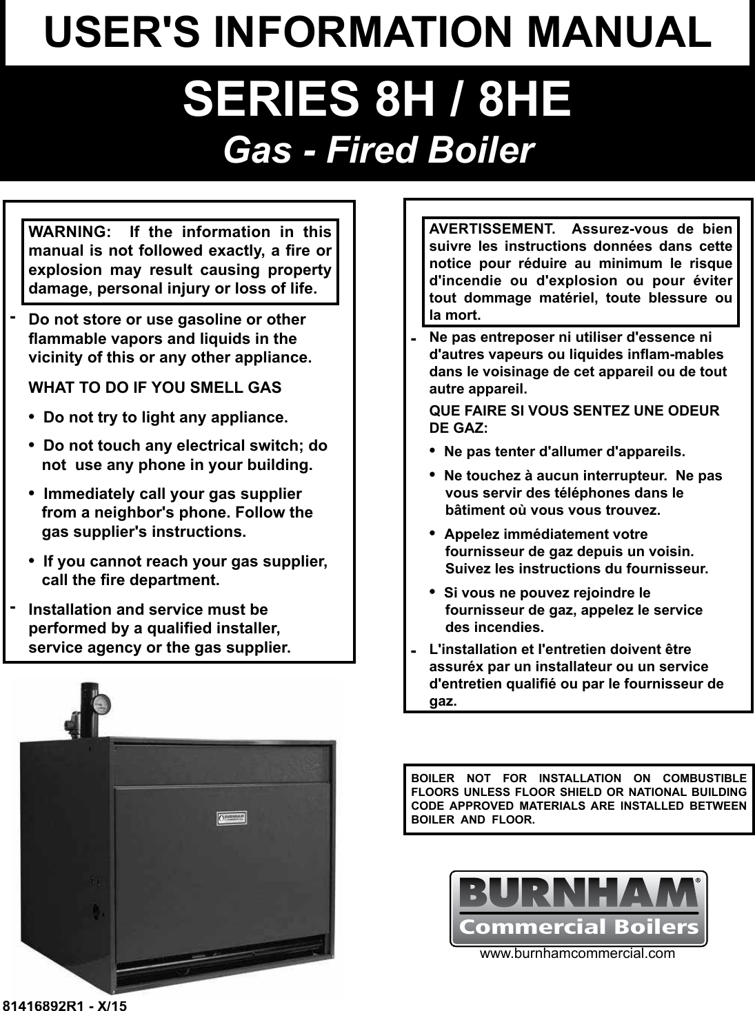 Page 1 of 12 - Burnham Burnham-Series-8H-8He-Boiler-Users-Manual-  Burnham-series-8h-8he-boiler-users-manual