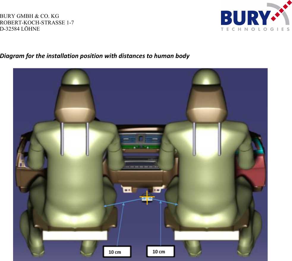 BURY GMBH &amp; CO. KG ROBERT-KOCH-STRASSE 1-7 D-32584 LÖHNE        Diagram for the installation position with distances to human body    