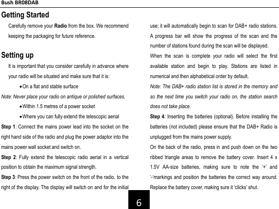 Page 7 of 12 - Bush Bush-Dab-Digital-Radio-Br08Dab-Users-Manual-  Bush-dab-digital-radio-br08dab-users-manual