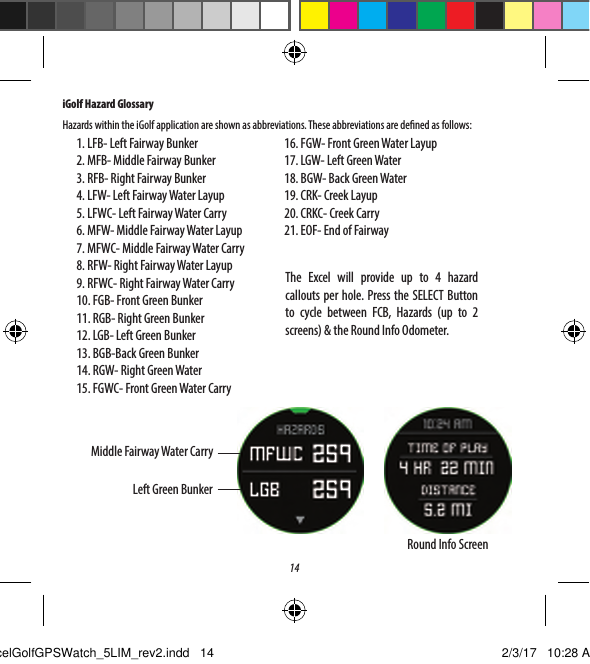 Bushnell Performance Optics 36875 Excel GPS Rangefinder Watch User