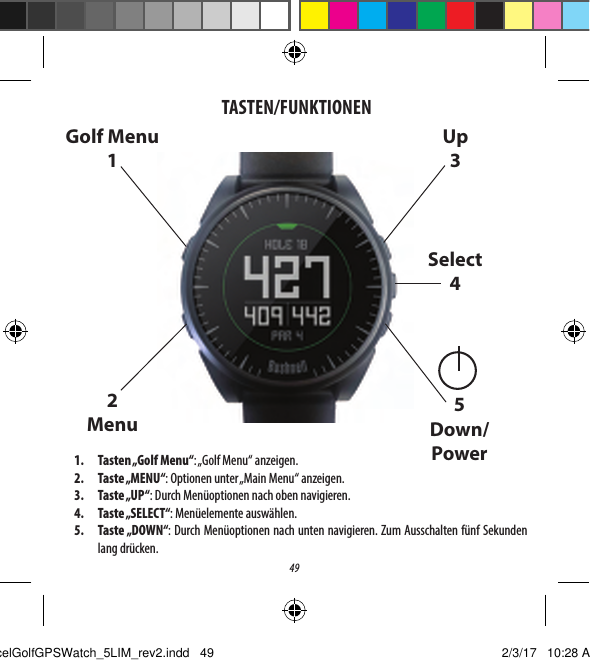 Bushnell Performance Optics 36875 Excel GPS Rangefinder Watch User