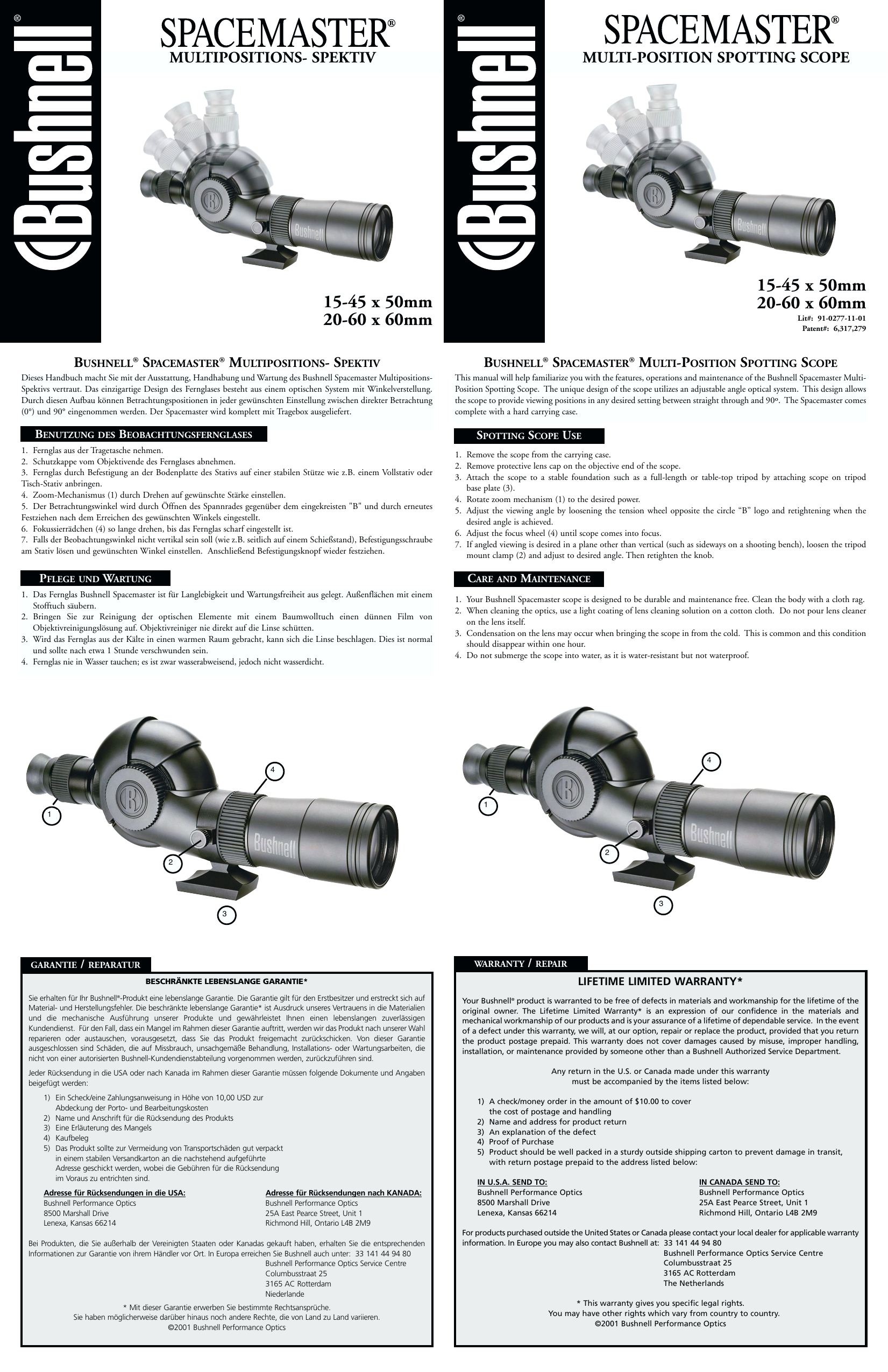 Bushnell 15 45 X 50mm Users Manual 78 7350 60 Spacemaster Im