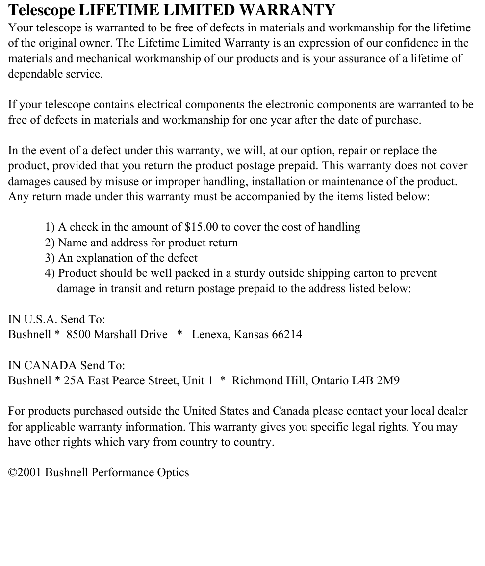 Page 8 of 8 - Bushnell Bushnell-78-9675-Users-Manual-  Bushnell-78-9675-users-manual