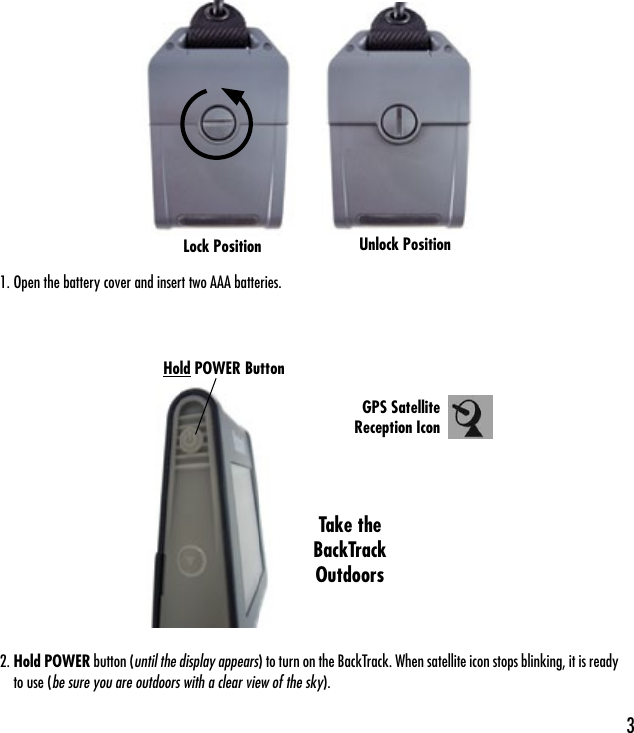 Page 3 of 12 - Bushnell Bushnell-Backtrack-360200-Users-Manual-  Bushnell-backtrack-360200-users-manual