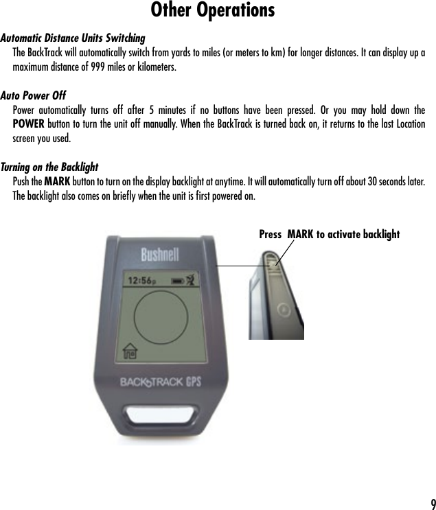 Page 9 of 12 - Bushnell Bushnell-Backtrack-360200-Users-Manual-  Bushnell-backtrack-360200-users-manual