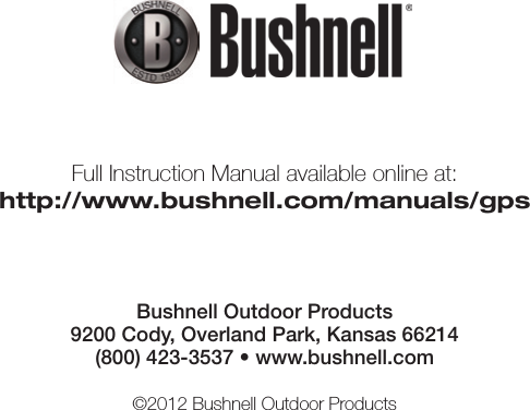 Page 8 of 8 - Bushnell Bushnell-Hunttrack-Quick-Start-Guide-English-Quick-Start-Guide