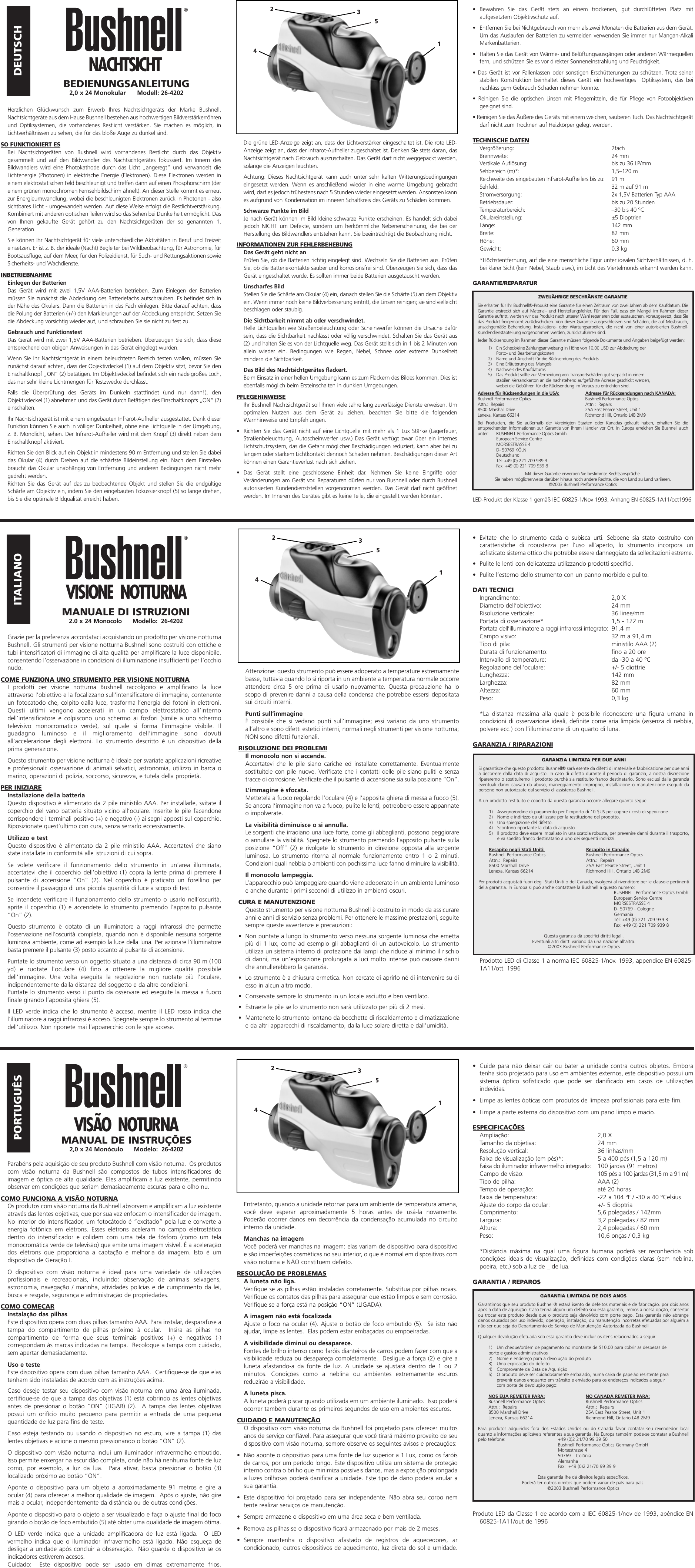 Page 2 of 2 - Bushnell Bushnell-Night-Vision-26-26-4202-Users-Manual- 26-4202 NVGuard 6LIM  Bushnell-night-vision-26-26-4202-users-manual