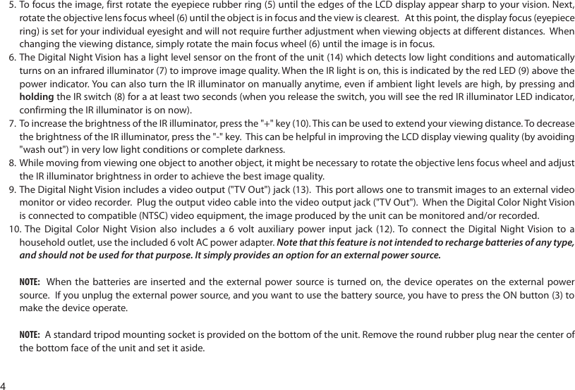 Page 4 of 8 - Bushnell Bushnell-Night-Watch-263230Cl-Users-Manual-  Bushnell-night-watch-263230cl-users-manual