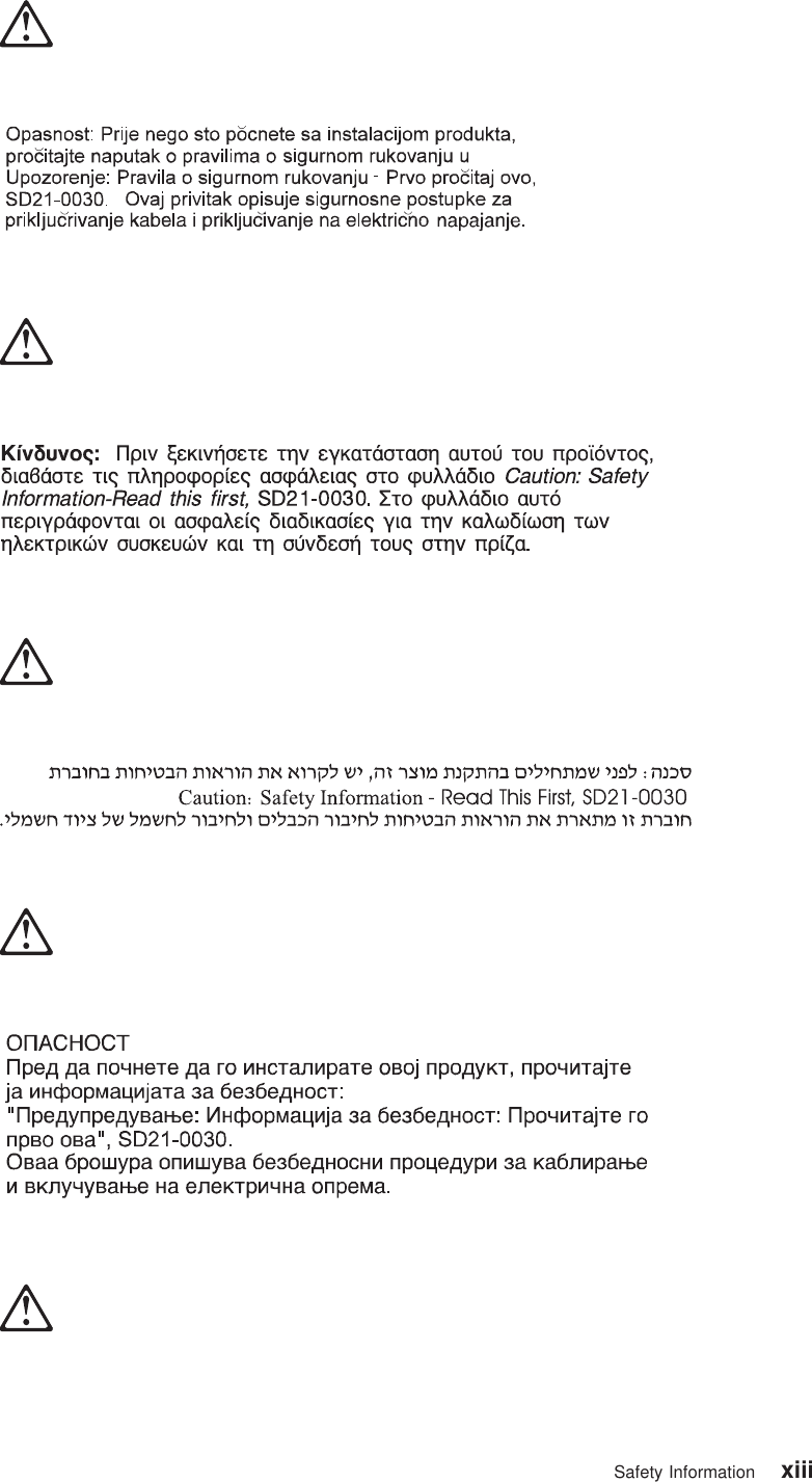 Safety Information xiii