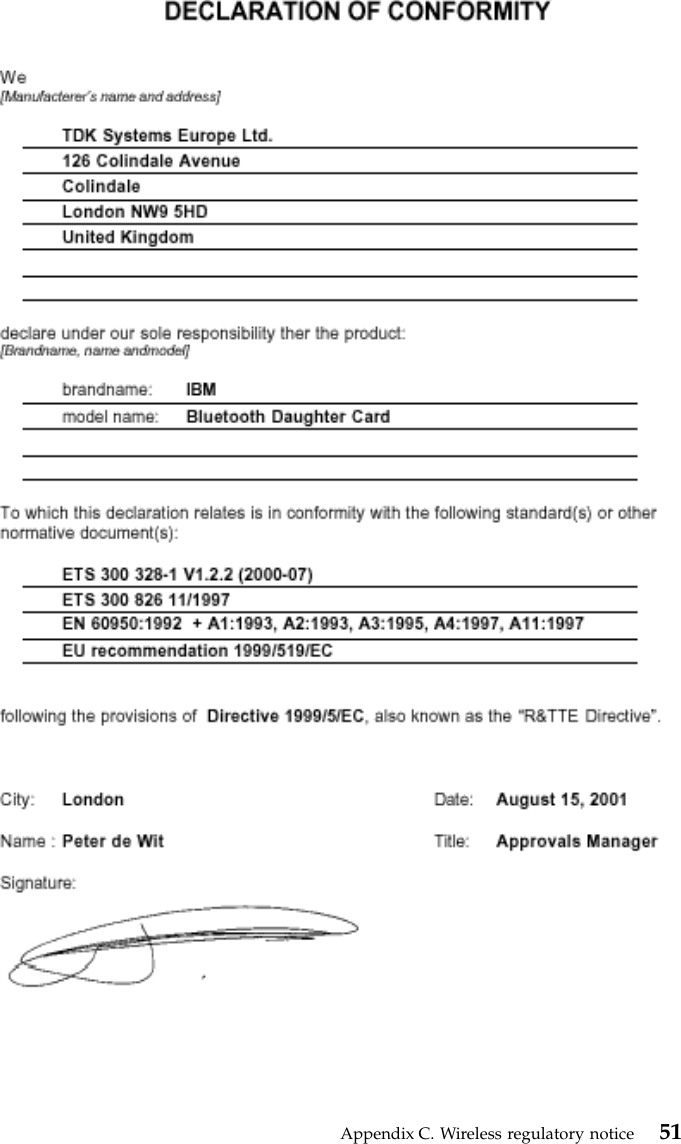 Appendix C. Wireless regulatory notice 51
