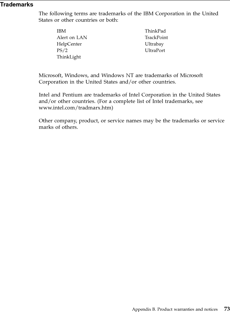 74 ThinkPad®A30 Series Service and Troubleshooting Guide