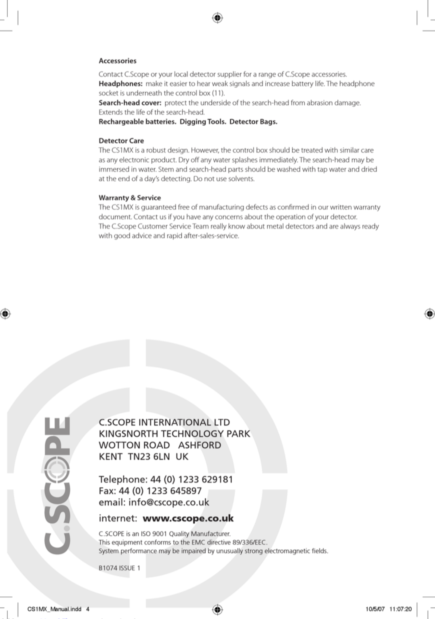 Page 4 of 4 - C-Scope C-Scope-Cs1Mx-Manual-1001975 User Manual