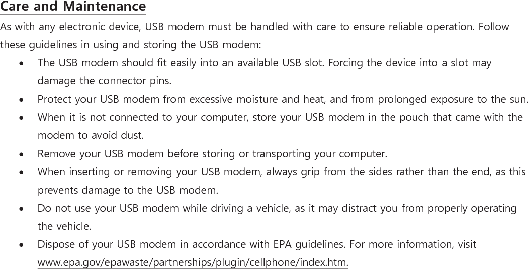 Section 2 : Installing and Using the USB Modem 