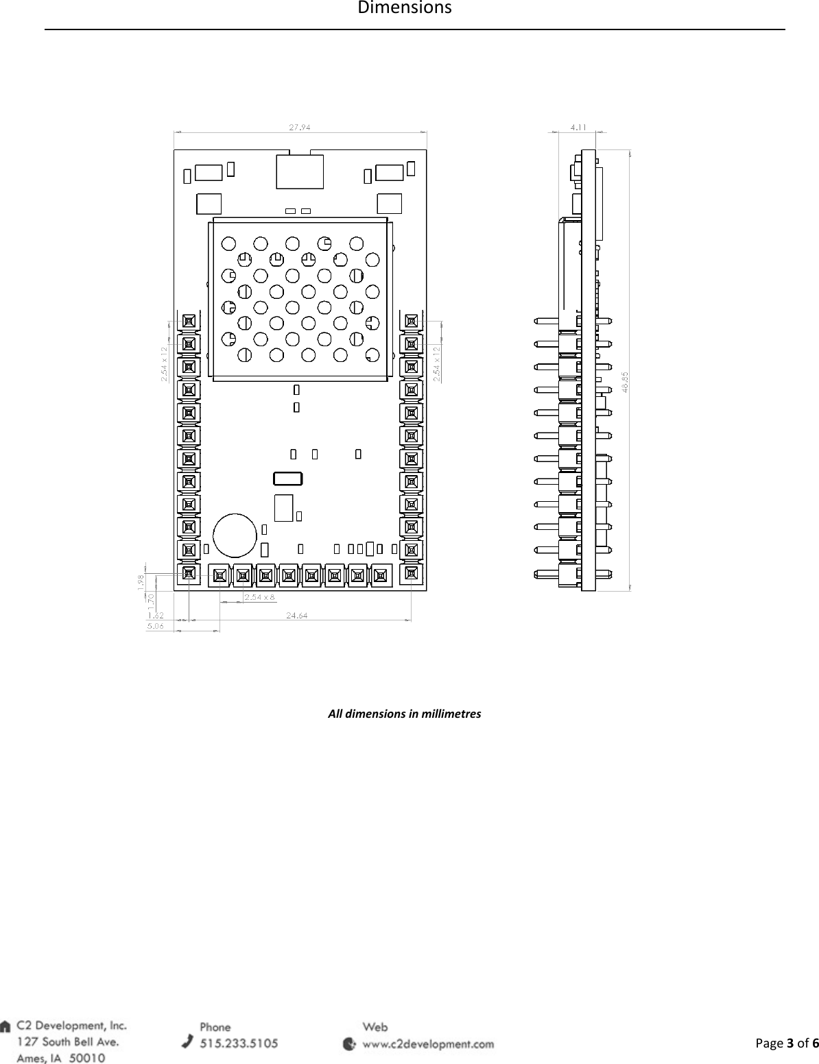  Page 3 of 6 Dimensions     All dimensions in millimetres                    