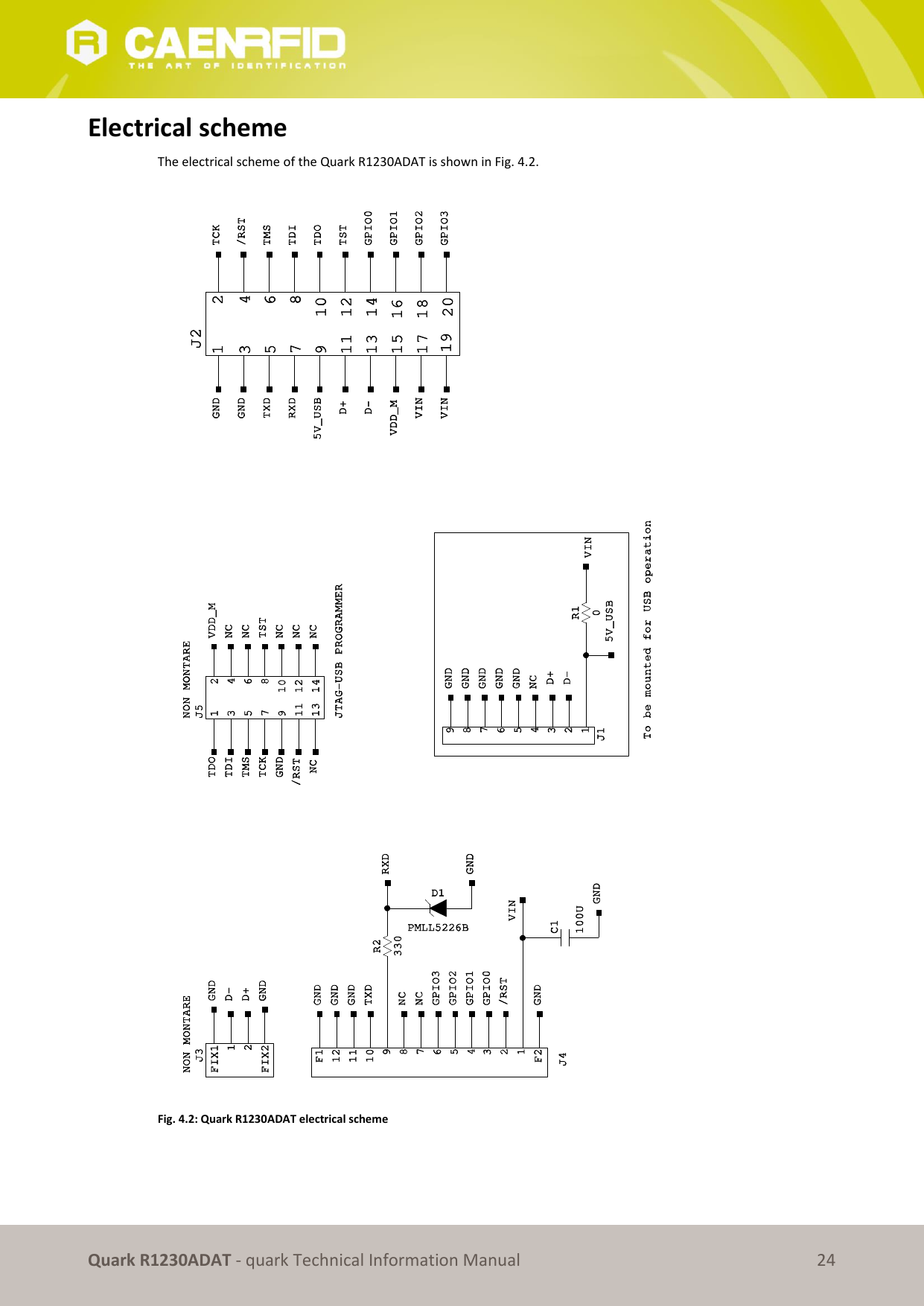       Quark R1230ADAT - quark Technical Information Manual 24 Electrical scheme The electrical scheme of the Quark R1230ADAT is shown in Fig. 4.2.   Fig. 4.2: Quark R1230ADAT electrical scheme   