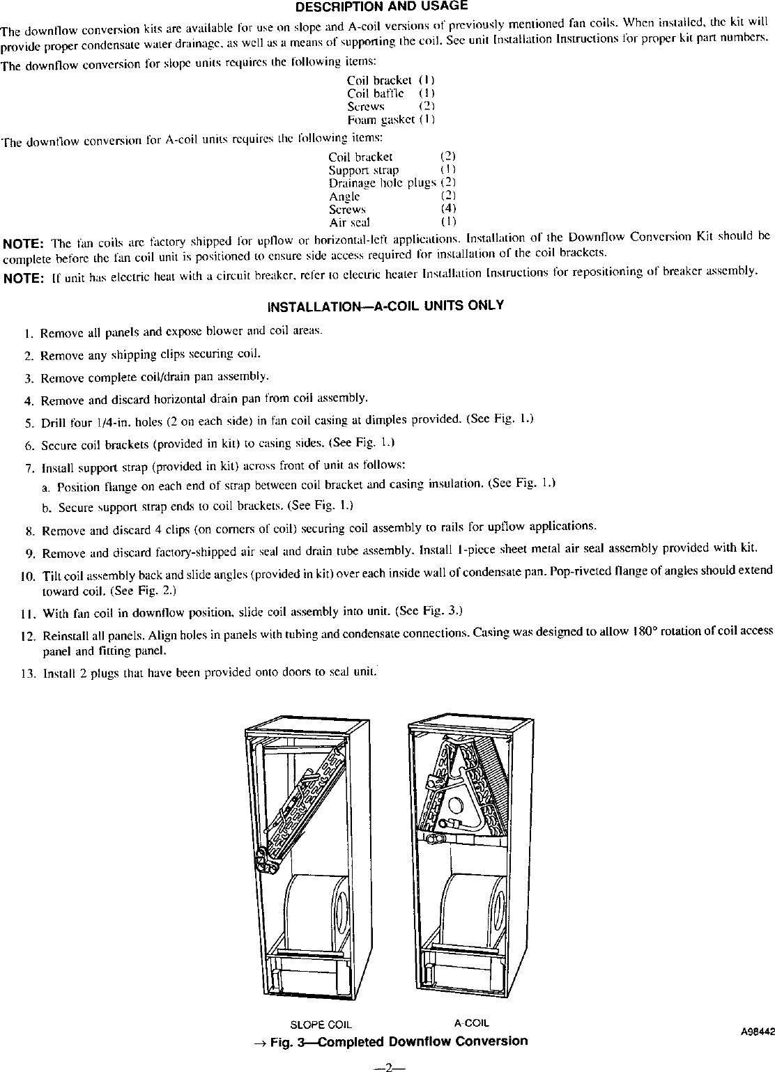 Page 2 of 4 - CARRIER  Air Handler (indoor Blower&evap) Manual L0210326