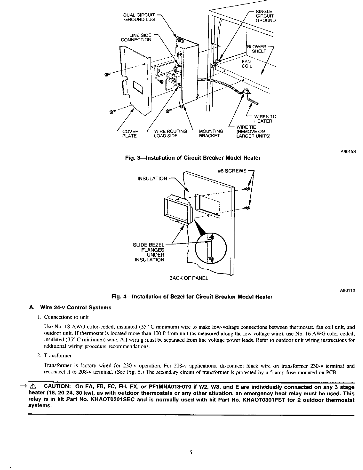 CARRIER Air Handler Auxiliary Heater Kit Manual L0210329