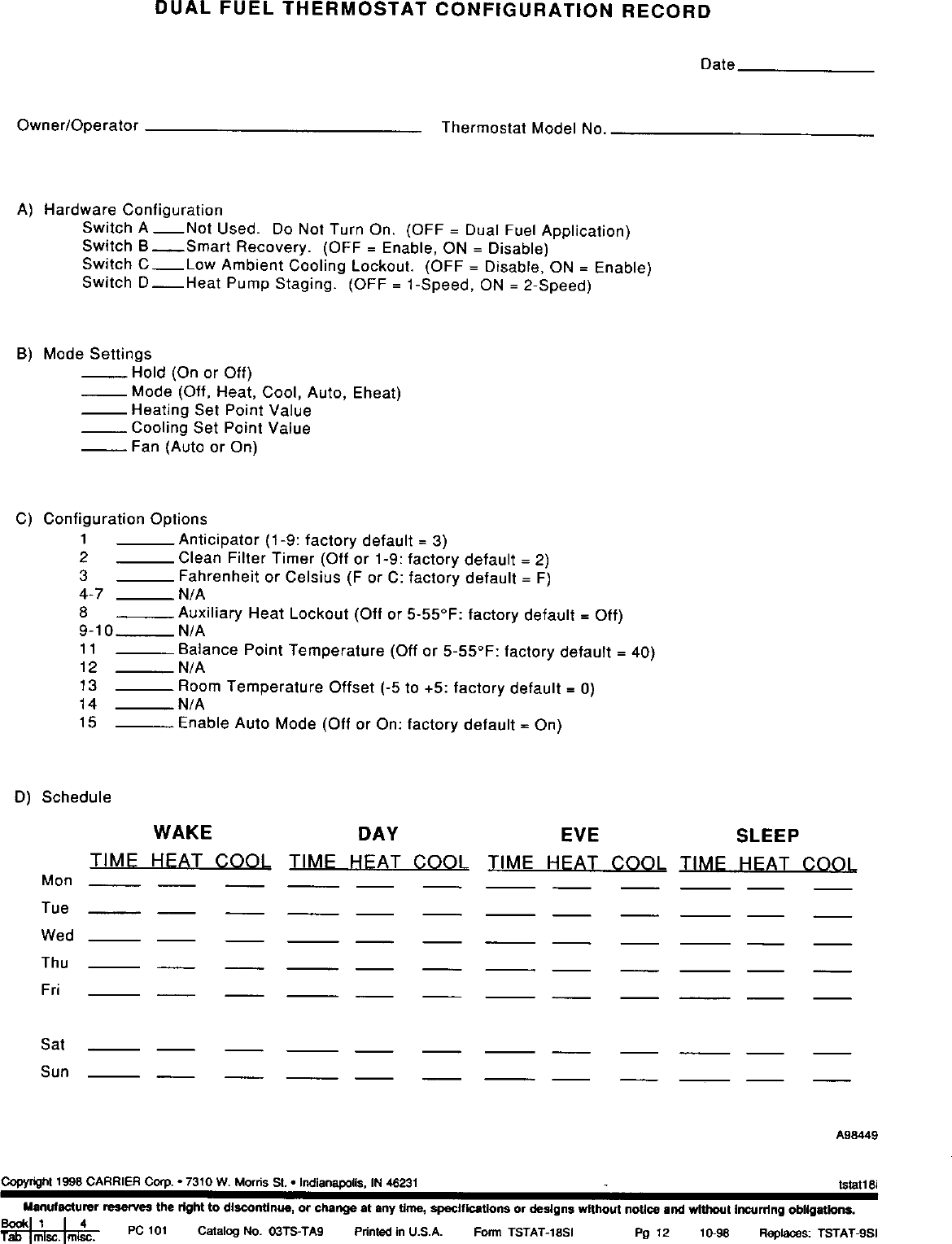 Page 12 of 12 - CARRIER  Controls And HVAC Accessories Manual L0210355