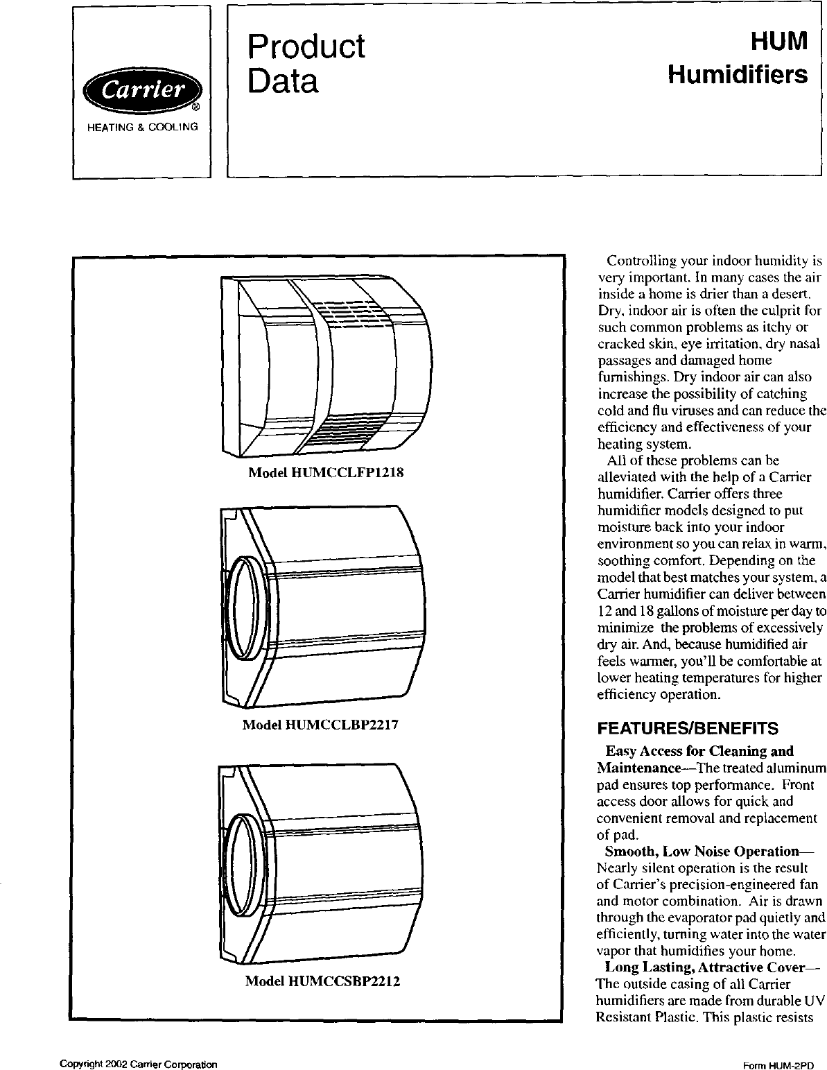 Page 1 of 8 - CARRIER  Humidifier Manual L0211036