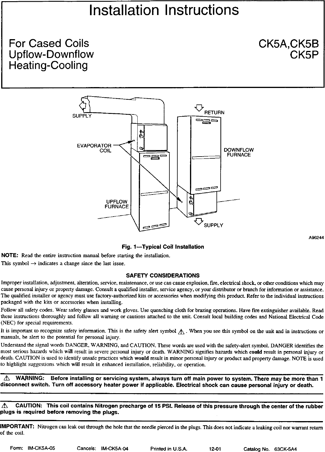 Page 1 of 8 - CARRIER  Evaporator Coils Manual L0211037