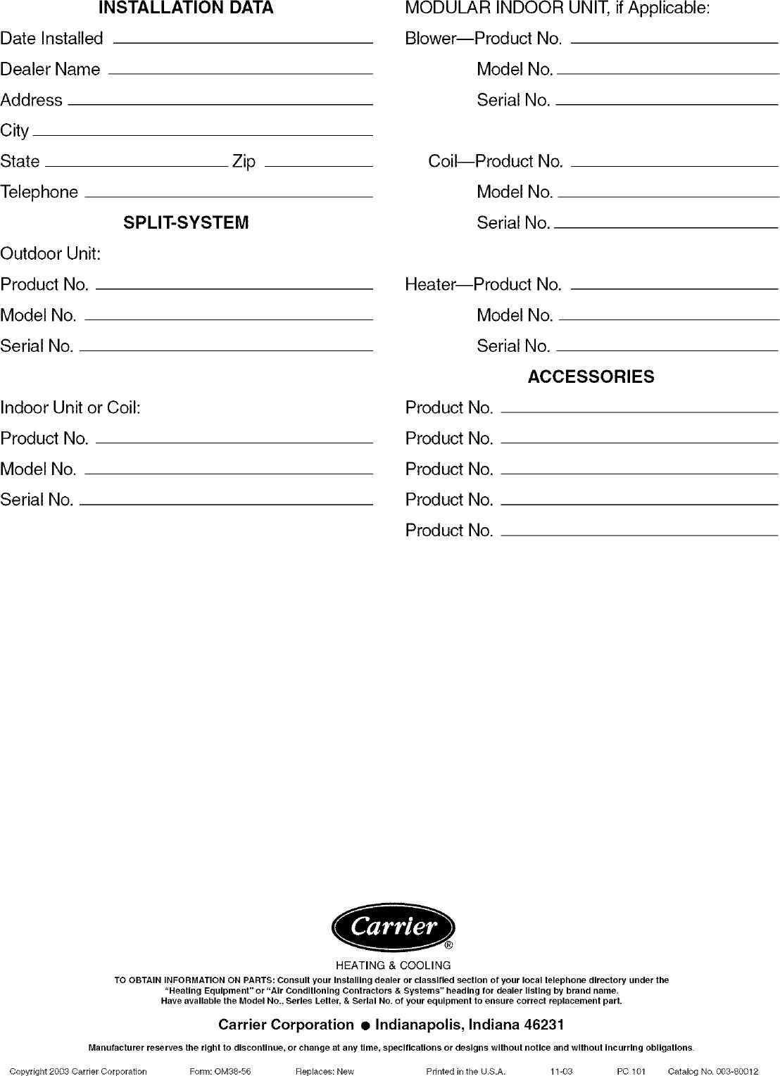 Page 7 of 7 - CARRIER  Air Conditioner/heat Pump(outside Unit) Manual L0408399