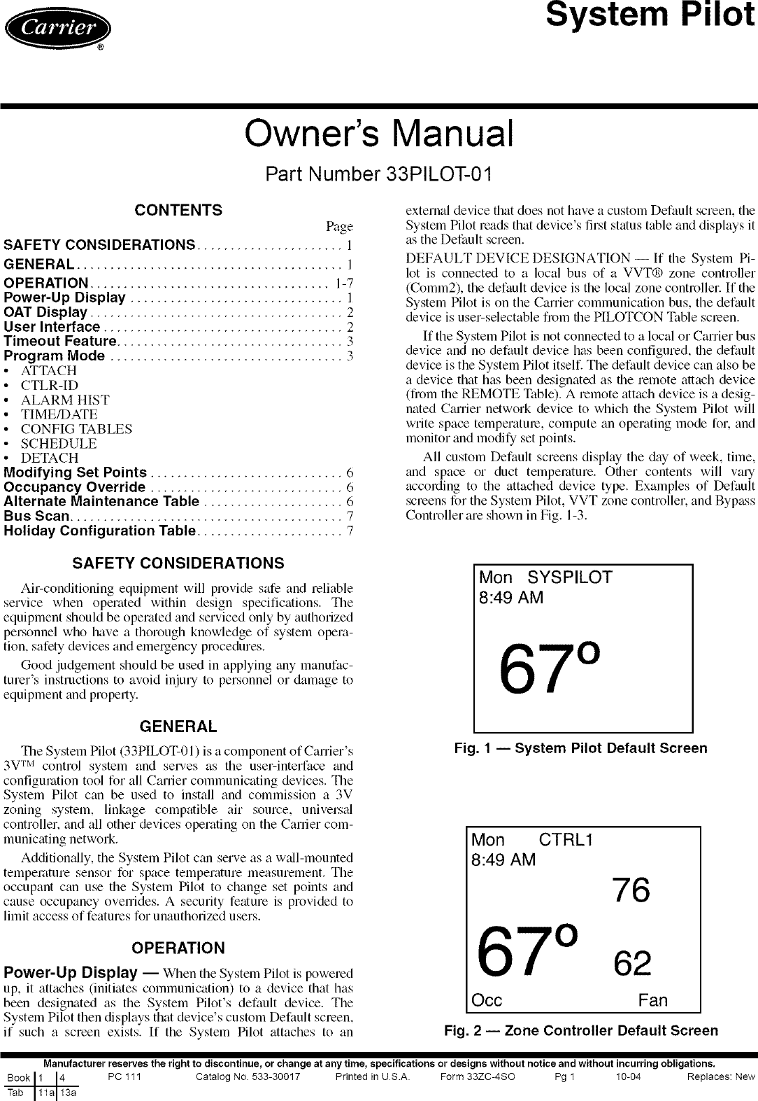 Page 1 of 8 - CARRIER  Controls And HVAC Accessories Manual L0410523