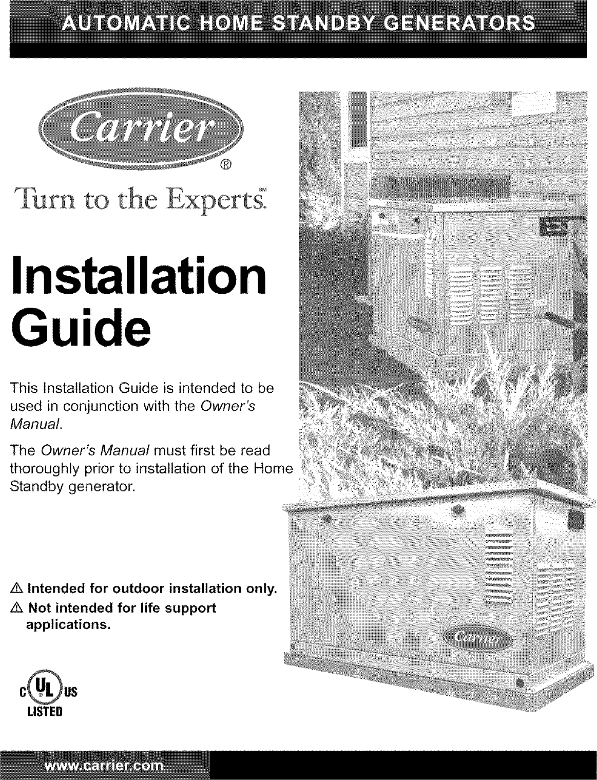 Page 1 of 8 - CARRIER  Home Generator Manual L0502275