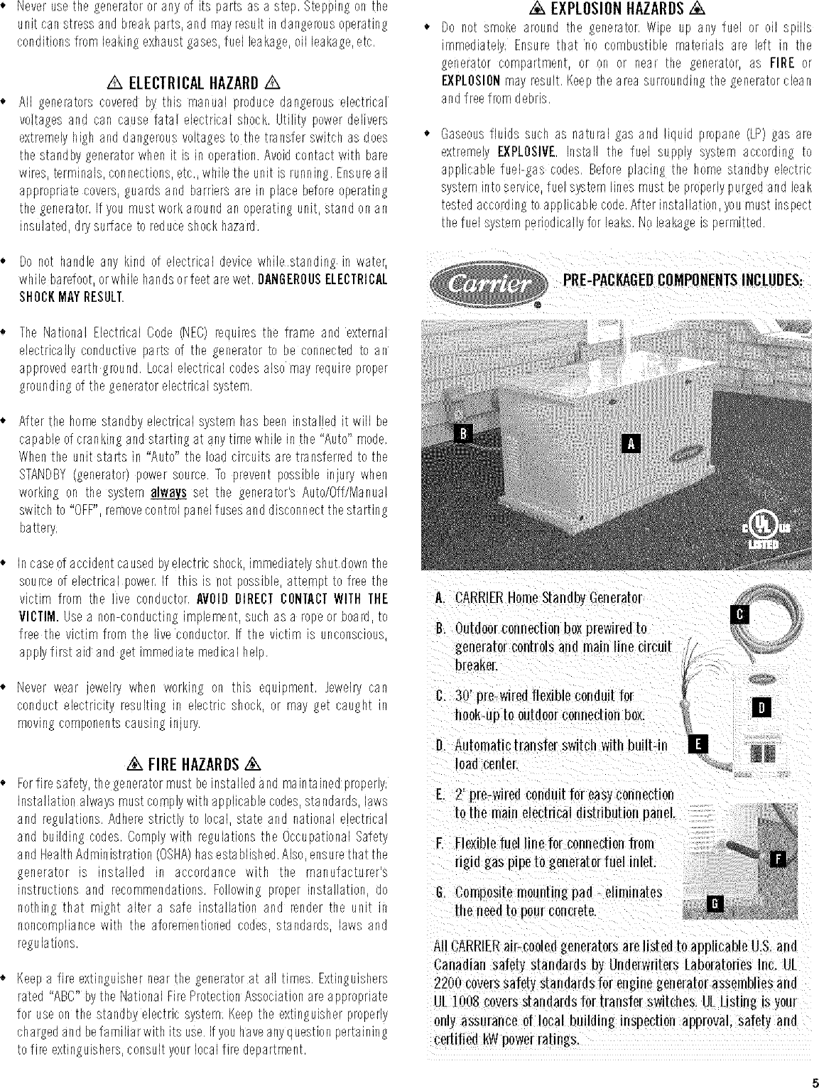 Page 5 of 8 - CARRIER  Home Generator Manual L0502275