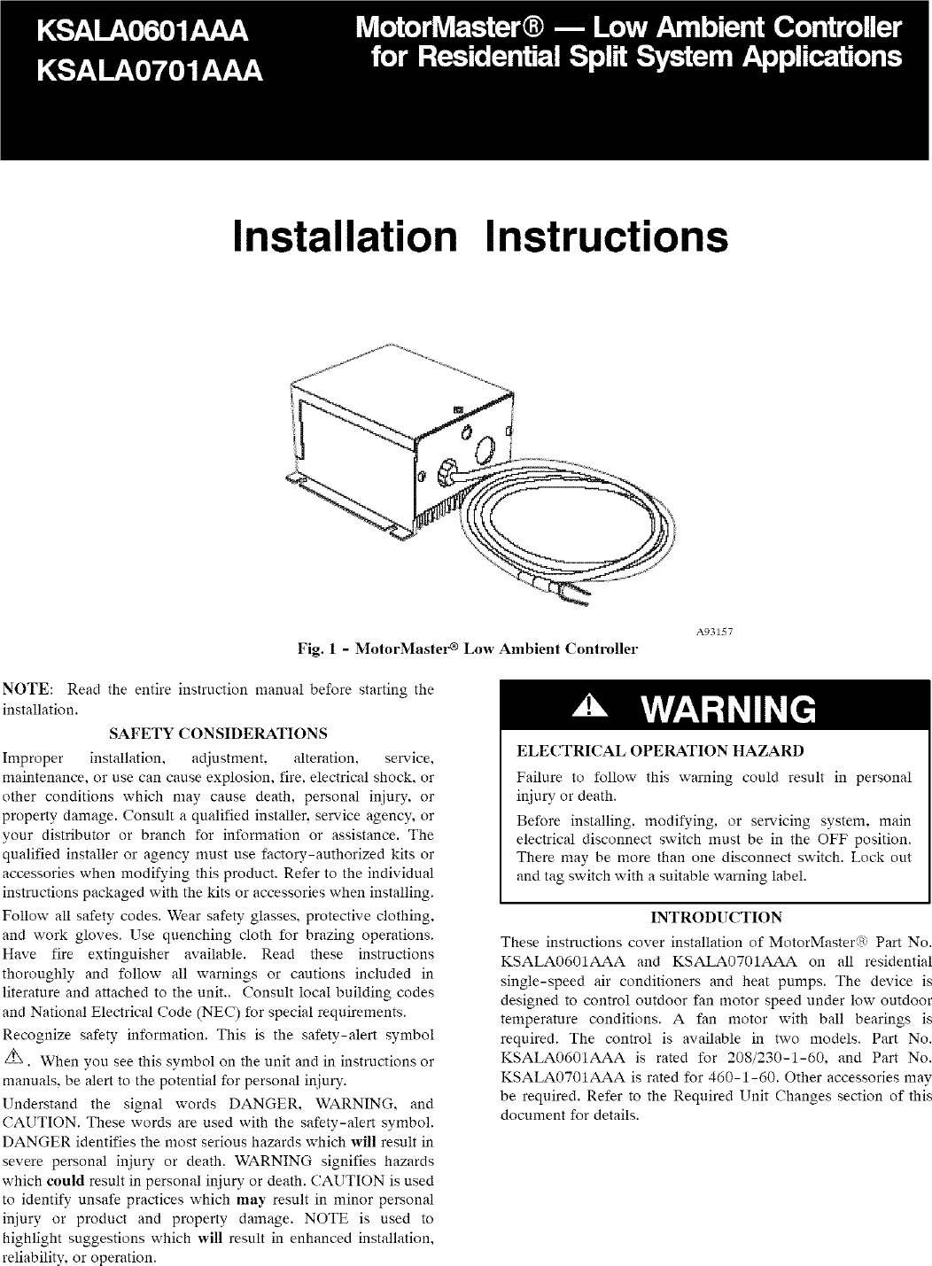 Page 1 of 10 - CARRIER  Controls And HVAC Accessories Manual L0604623