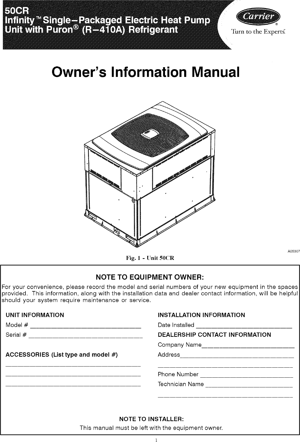 Page 1 of 4 - CARRIER  Package Units(both Units Combined) Manual L0611350
