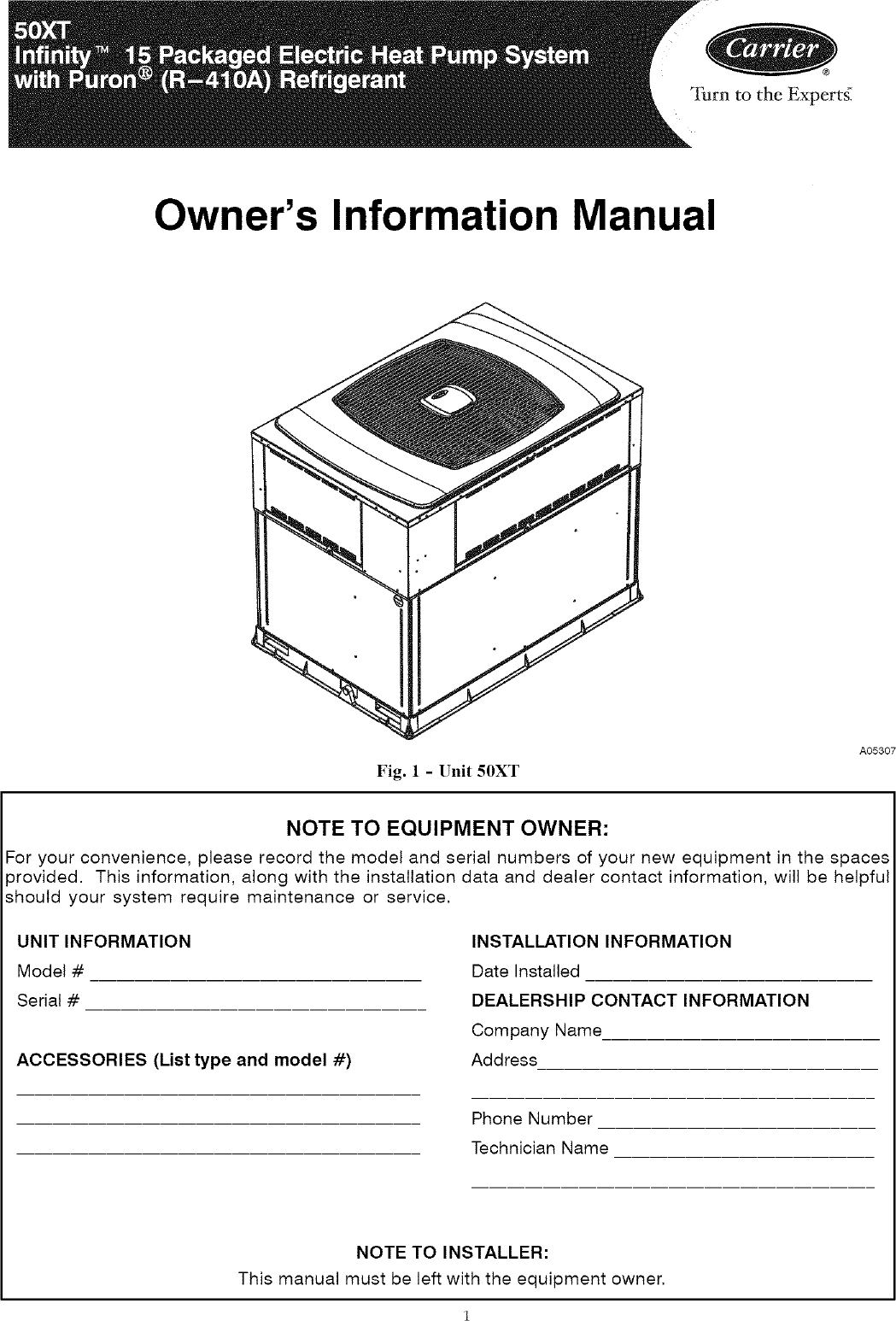 CARRIER Package Units(both Units Combined) Manual L0611391