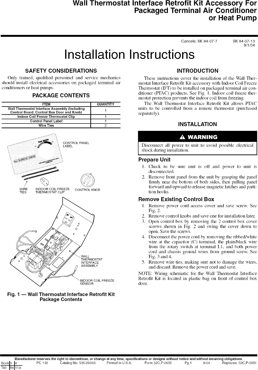 Page 1 of 7 - CARRIER  Package Units(both Units Combined) Manual L0709352