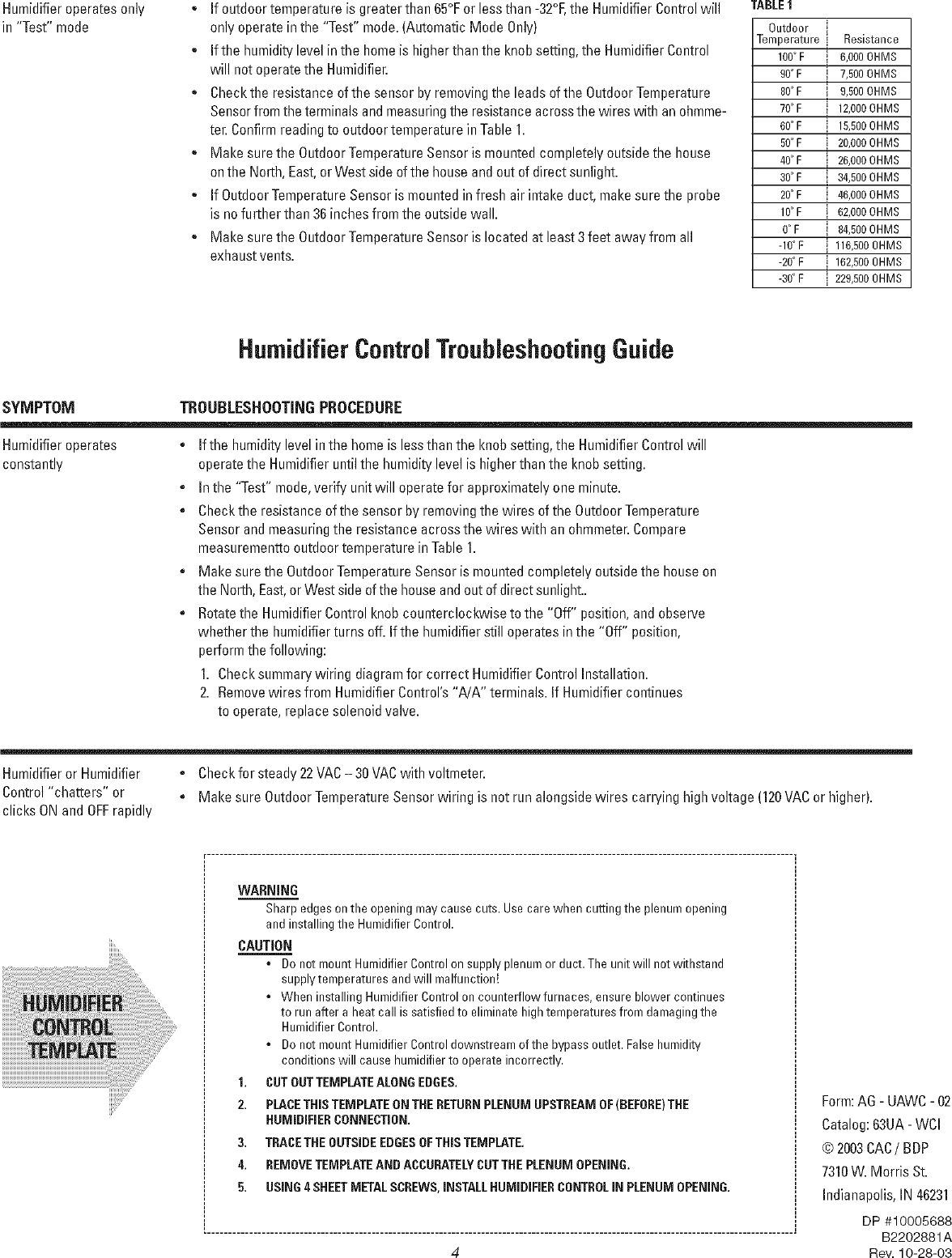 Page 4 of 4 - CARRIER  Humidifier Manual L0803491