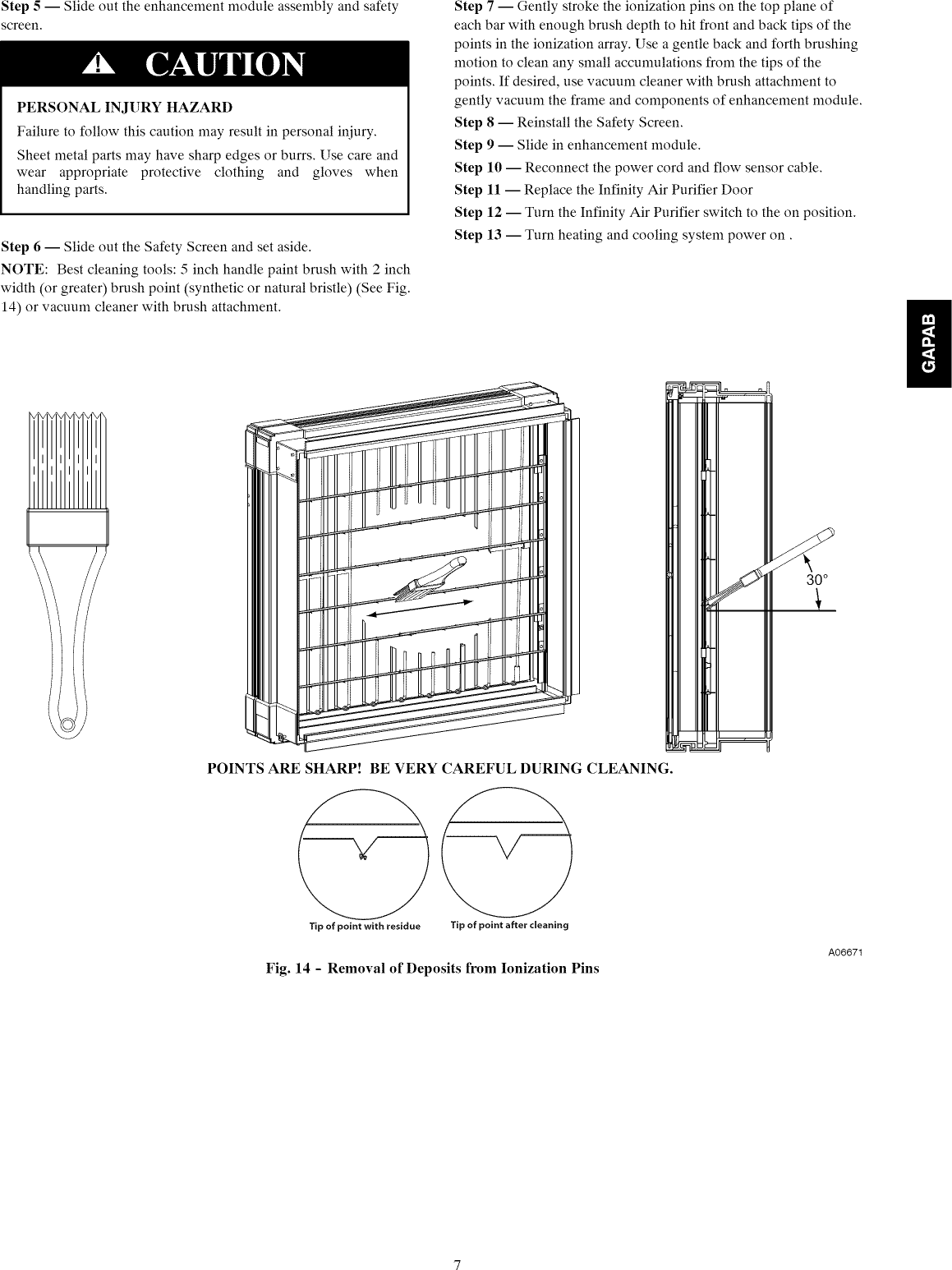 CARRIER Air Cleaner Manual L1003417