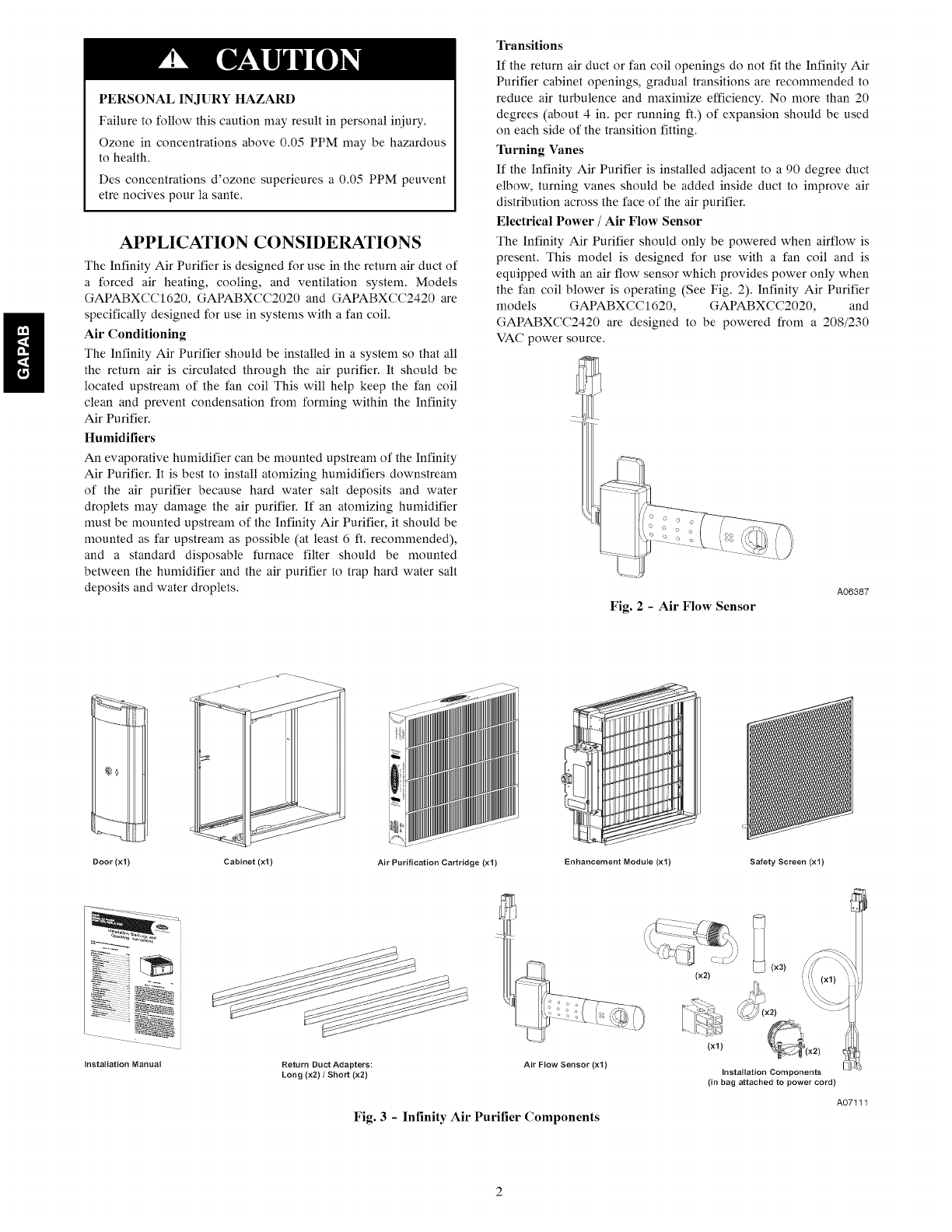 CARRIER Air Cleaner Manual L1003417