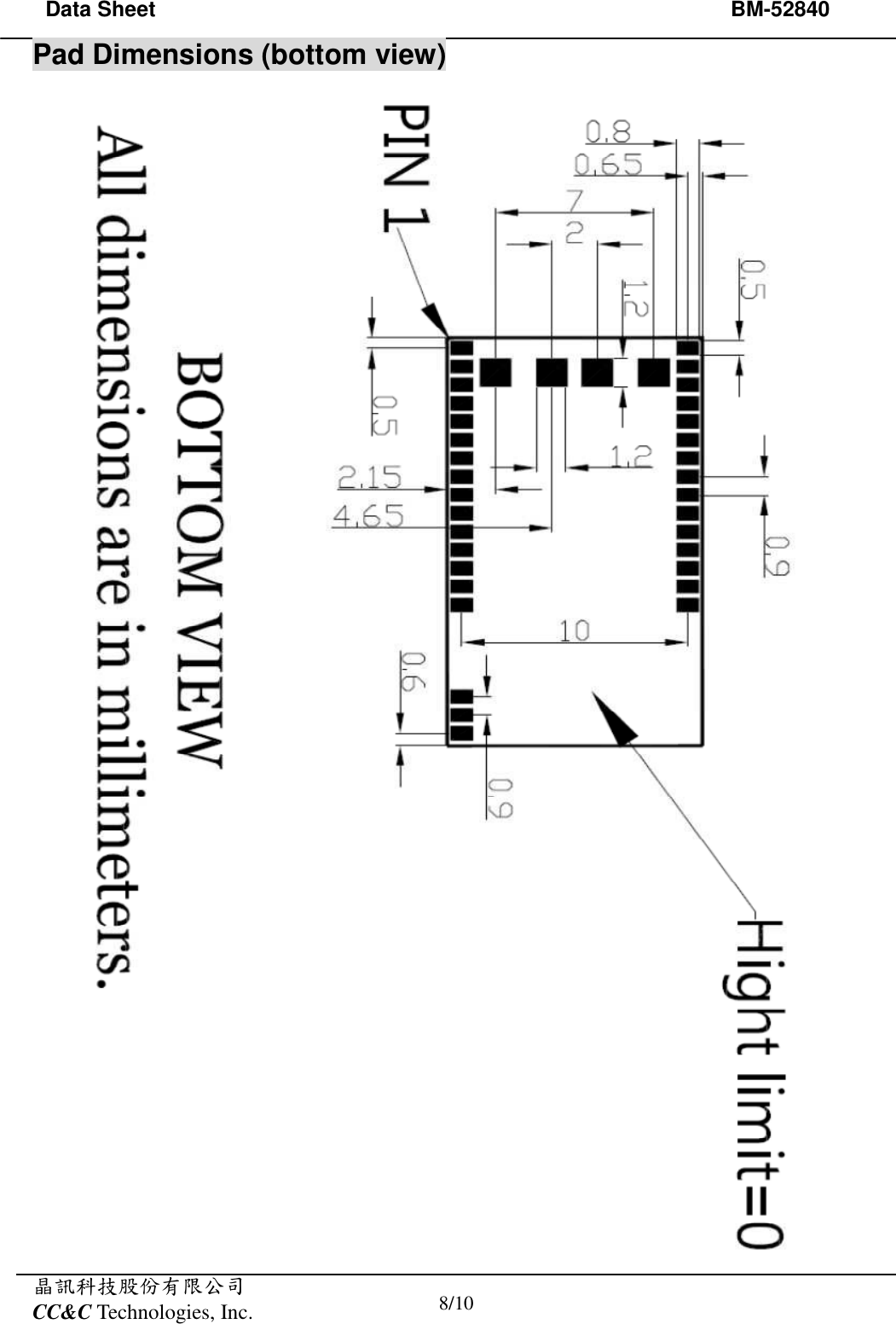 Page 9 of CC and C Technologies BM52840 BT5.0 Module User Manual