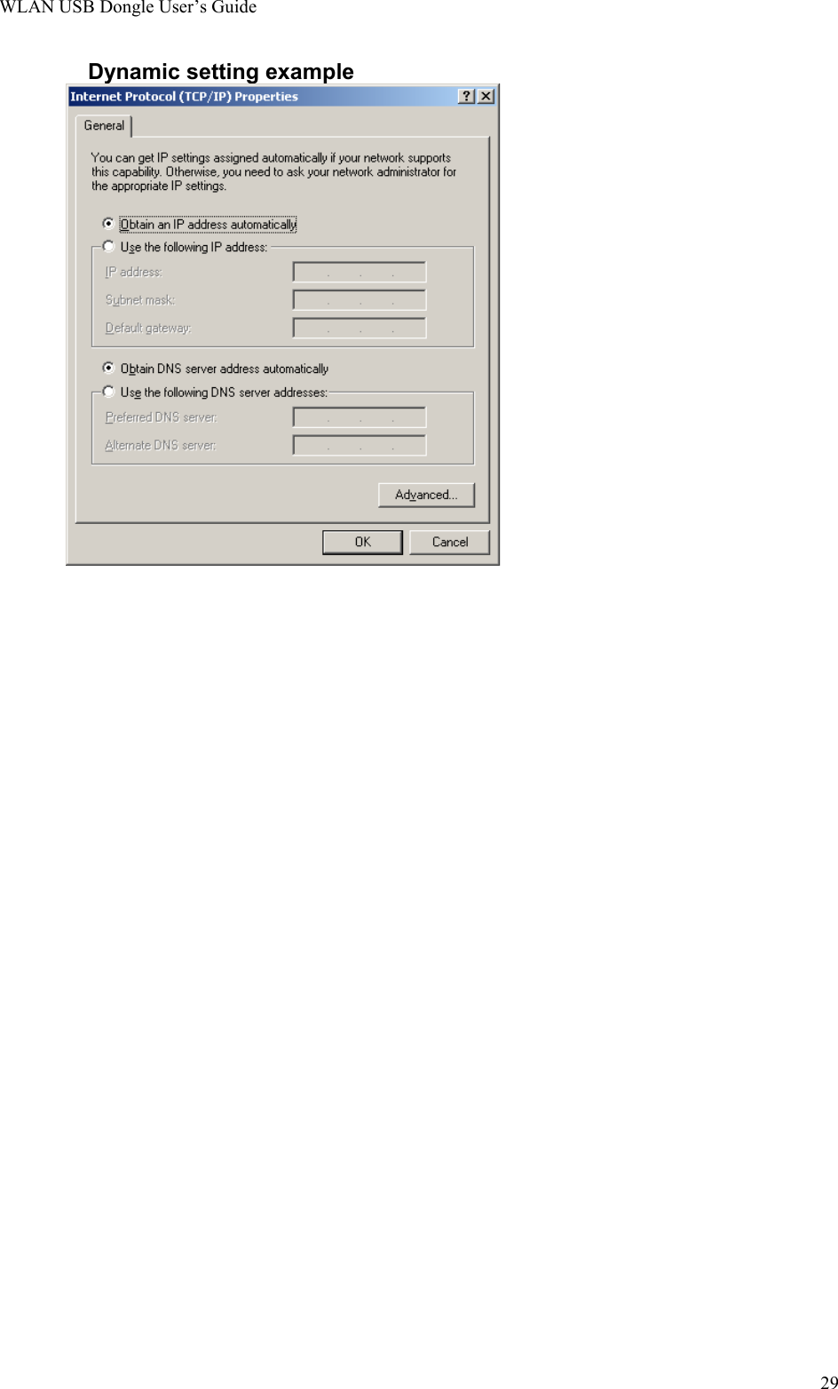 WLAN USB Dongle User’s Guide29Dynamic setting example