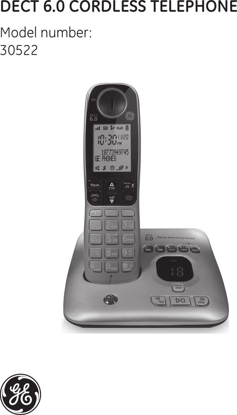 DECT 6.0 CORDLESS TELEPHONEModel number:30522