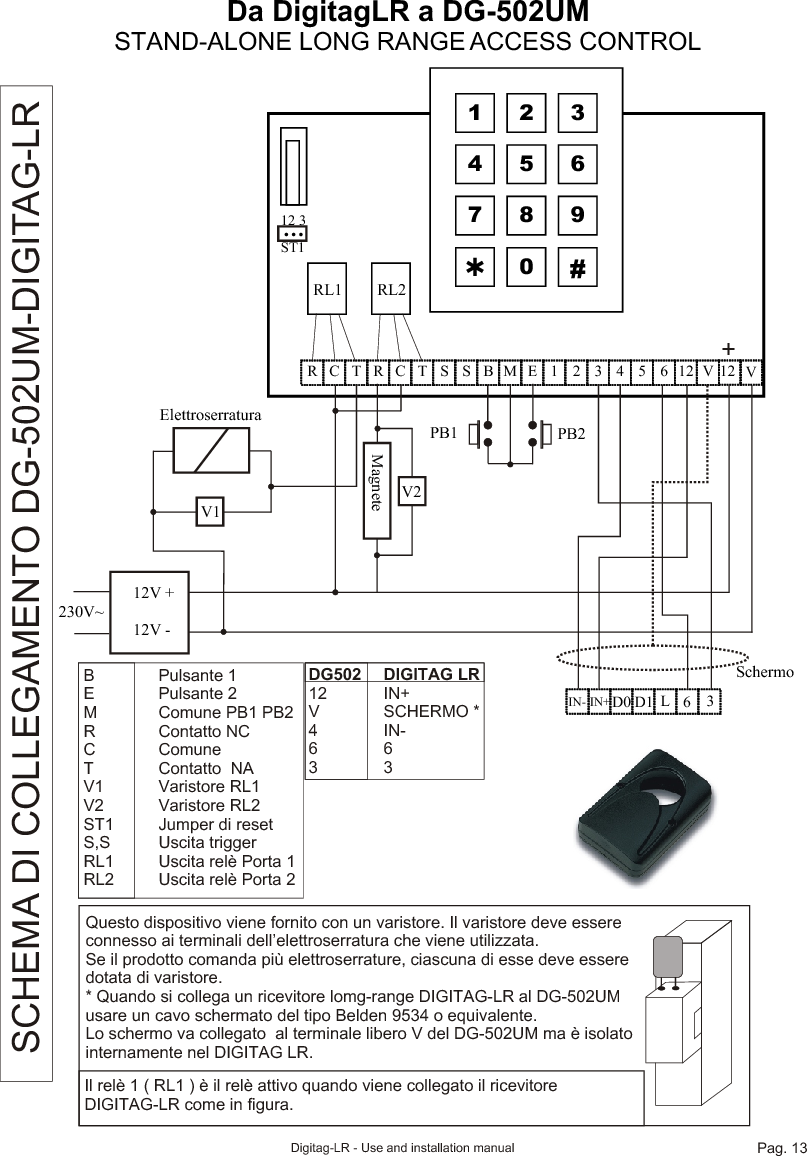 Pag. 14 Digitag-LR - Use and installation manual