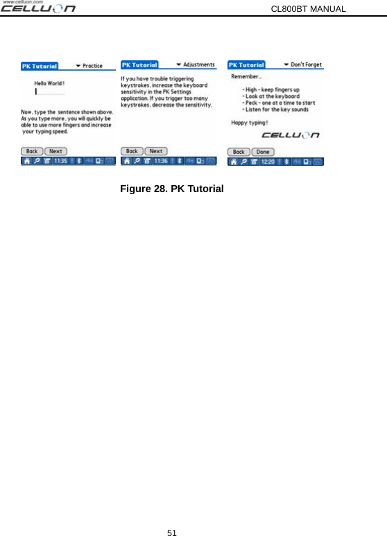 CL800BT MANUAL 51      Figure 28. PK Tutorial  