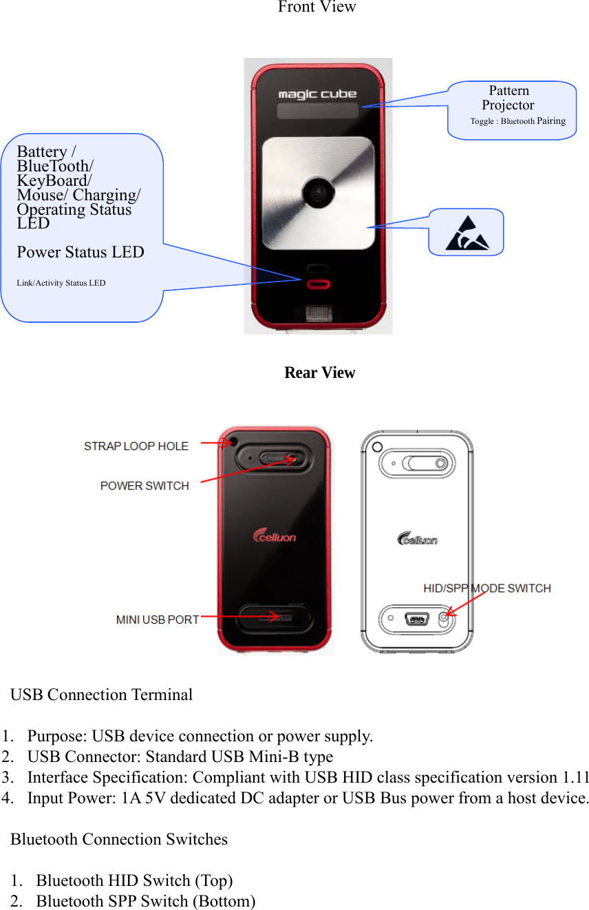 Celluon Magiccube Projection Keyboard User Manual