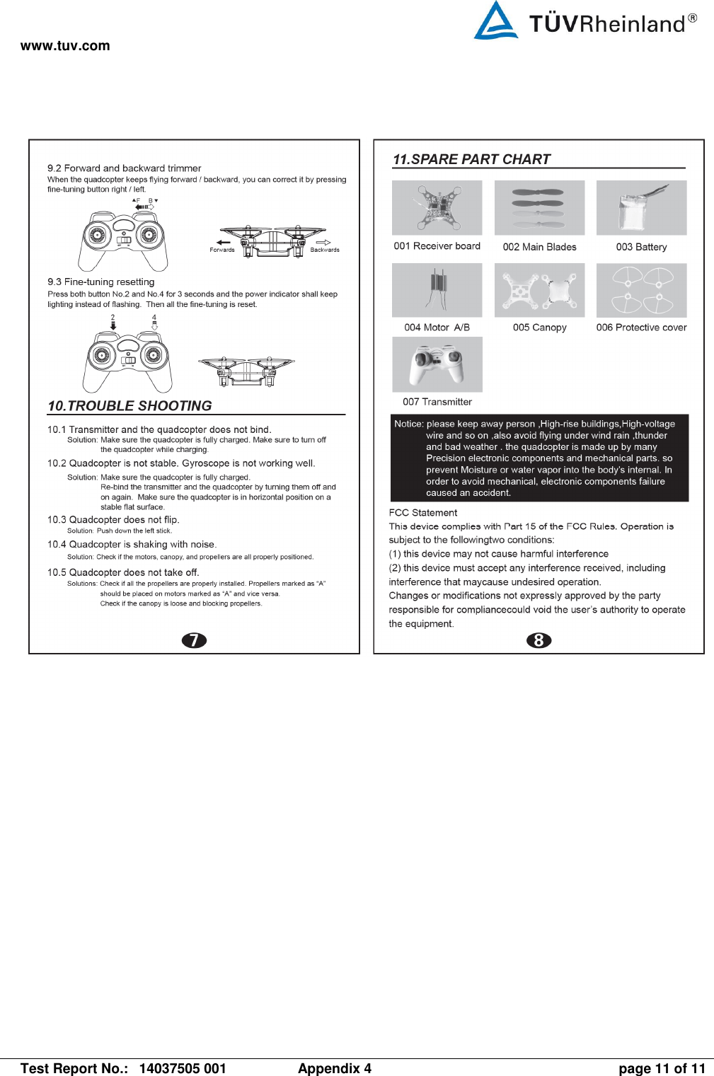 www.tuv.com   Test Report No.:  14037505 001  Appendix 4  page 11 of 11 