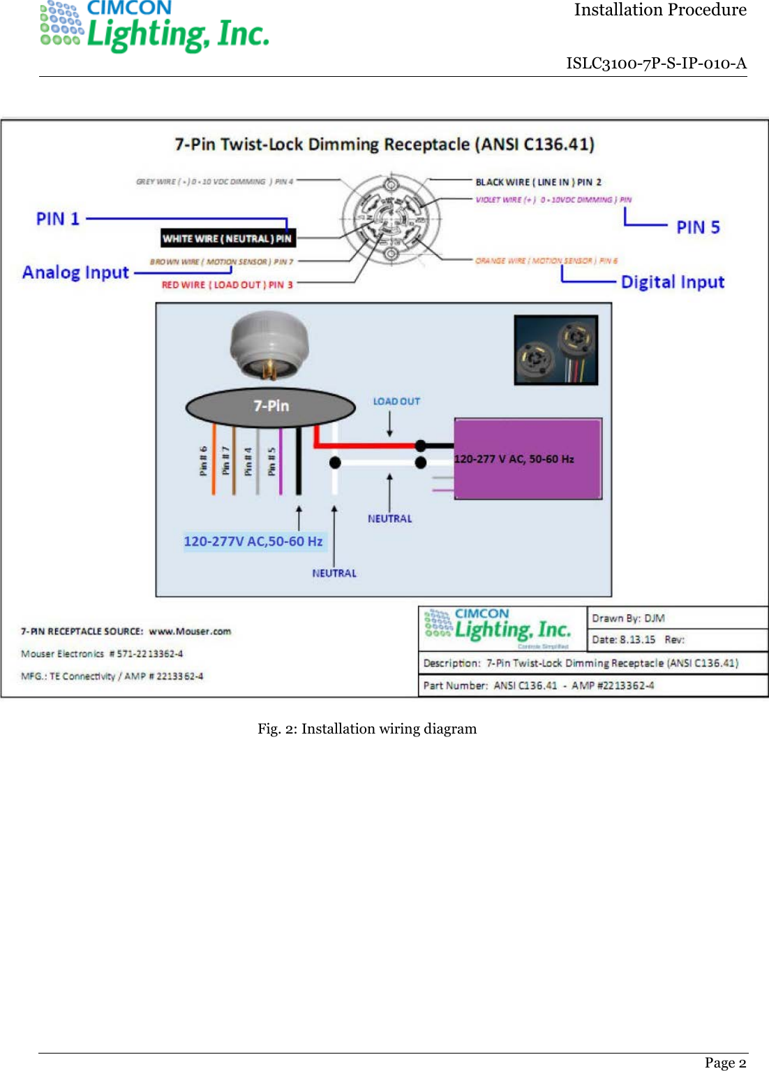  Installation Procedure ISLC3100-7P-S-IP-010-APage 2 Fig. 2: Installation wiring diagram 