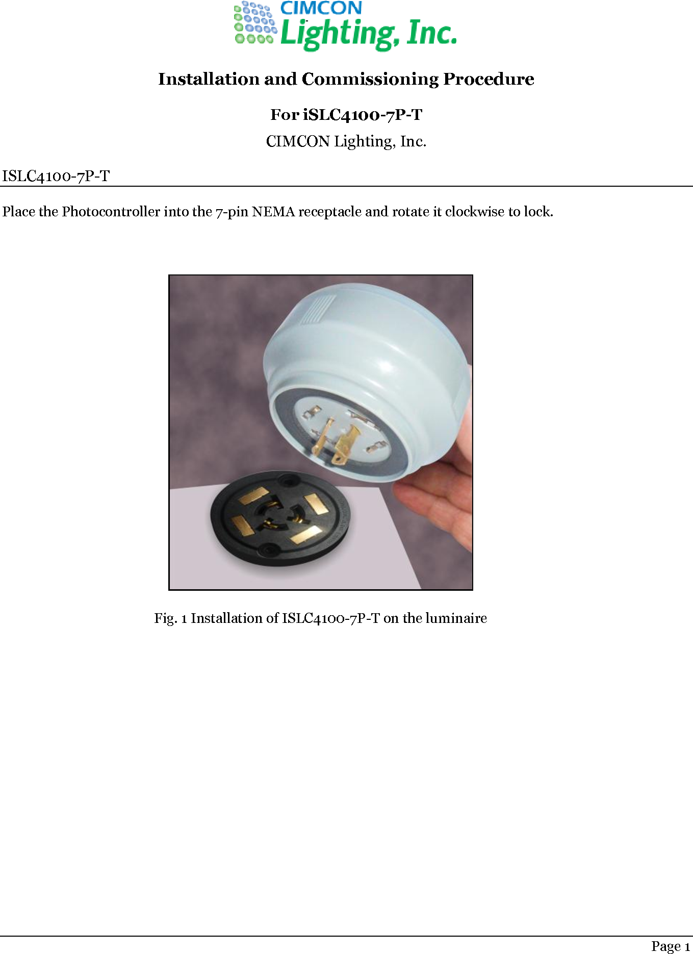 CIMCON Lighting CL4100TH Photocontroller User Manual