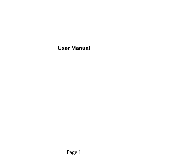    Page 1      User Manual   