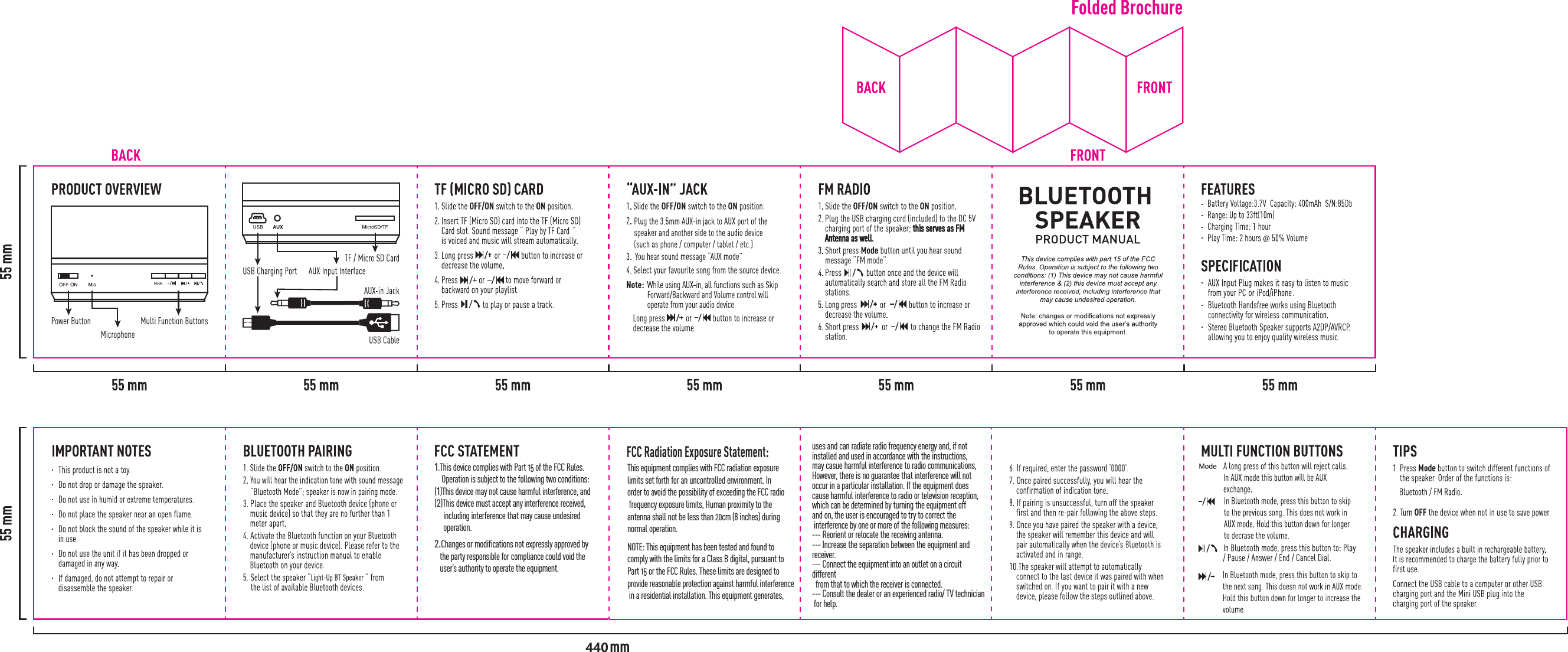 1.This device complies with Part 15 of the FCC Rules.    Operation is subject to the following two conditions:(1)This device may not cause harmful interference, and(2)This device must accept any interference received,      including interference that may cause undesired      operation.2.Changes or modifications not expressly approved by    the party responsible for compliance could void the    user&rsquo;s authority to operate the equipment.FCC STATEMENTFCCRadiationExposureStatement:NOTE: This equipment has been tested and found to comply with the limits for a Class B digital, pursuant to Part 15 or the FCC Rules. These limits are designed to provide reasonable protection against harmful interference in a residential installation. This equipment generates, uses and can radiate radio frequency energy and, if not installed and used in accordance with the instructions, may casue harmful interference to radio communications, However, there is no guarantee that interference will not occur in a particular installation. If the equipment does cause harmful interference to radio or television reception, which can be determined by turning the equipment off and on, the user is encouraged to try to correct the interference by one or more of the following measures:--- Reorient or relocate the receiving antenna.--- Increase the separation between the equipment and receiver.--- Connect the equipment into an outlet on a circuit different  from that to which the receiver is connected.--- Consult the dealer or an experienced radio/ TV technician for help.This equipment complies with FCC radiation exposure limits set forth for an uncontrolled environment. In order to avoid the possibility of exceeding the FCC radio frequency exposure limits, Human proximity to the antenna shall not be less than 20cm (8 inches) during normal operation.440