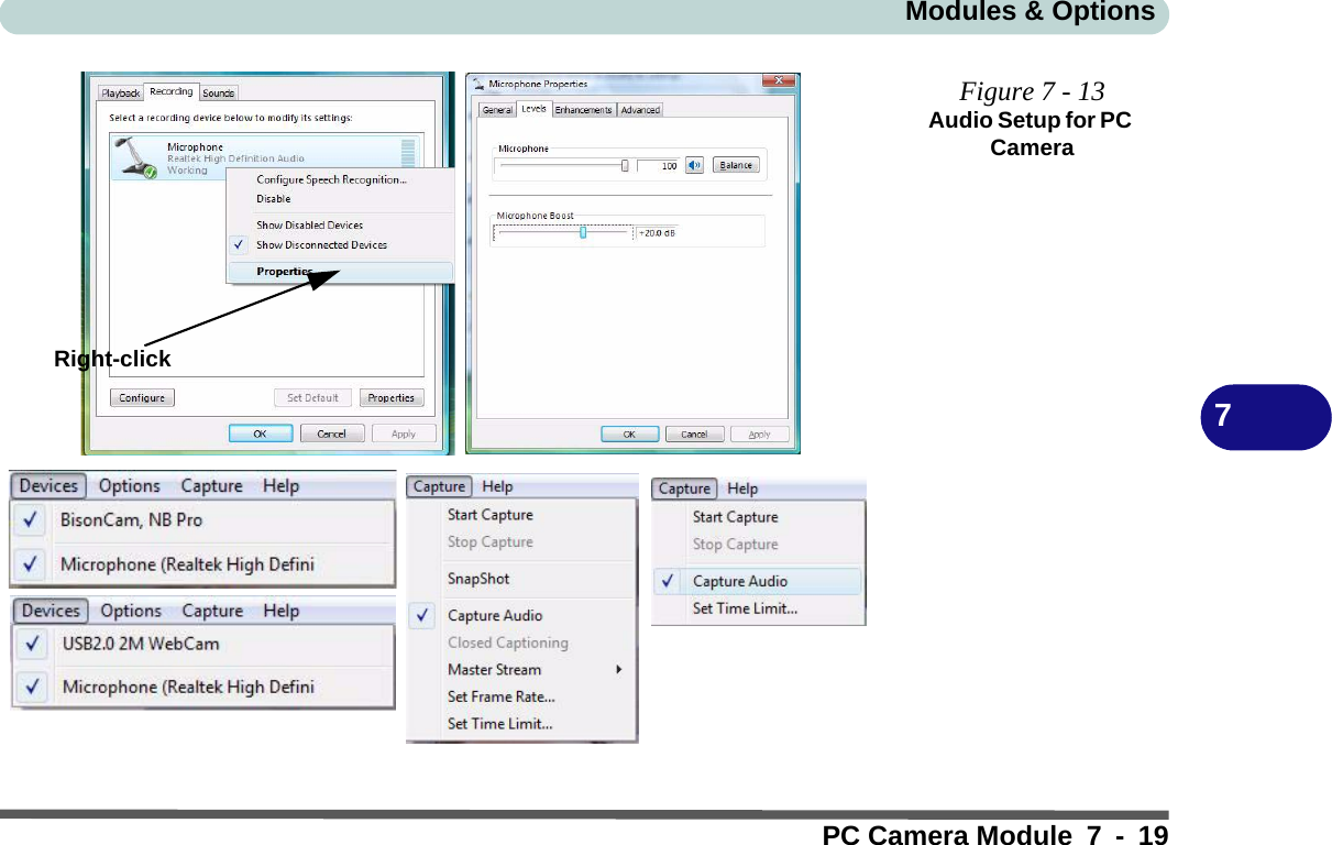 Modules &amp; OptionsPC Camera Module 7 - 197Figure 7 - 13Audio Setup for PC CameraRight-click