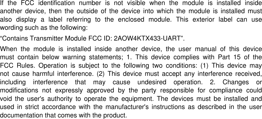 Page 4 of CM Global KTX433-UART 433MHz TRANSCEIVER User Manual KTX433 Wireless Module User Guide