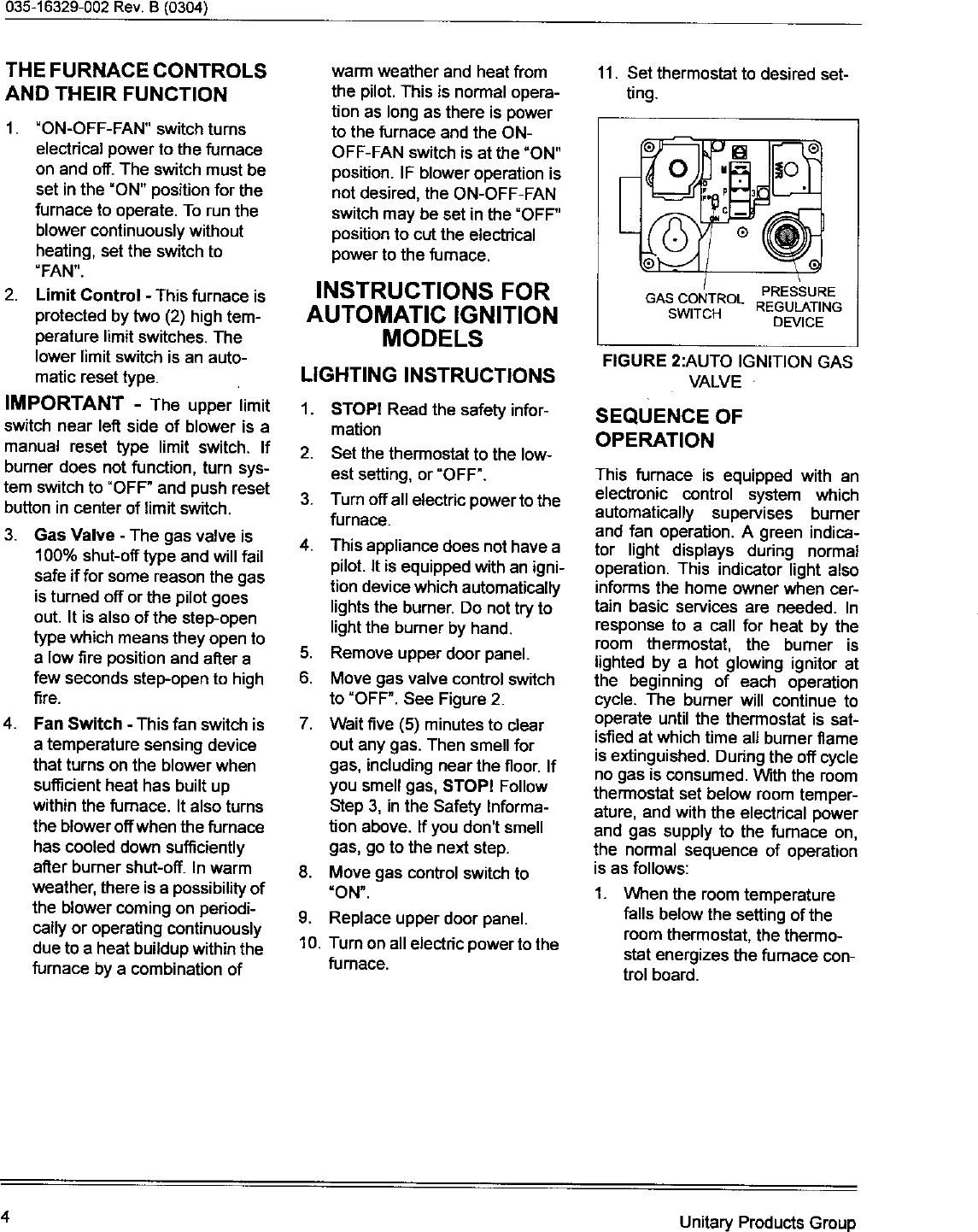 Page 4 of 8 - COLEMAN Furnace/Heater, Gas Manual L0611387