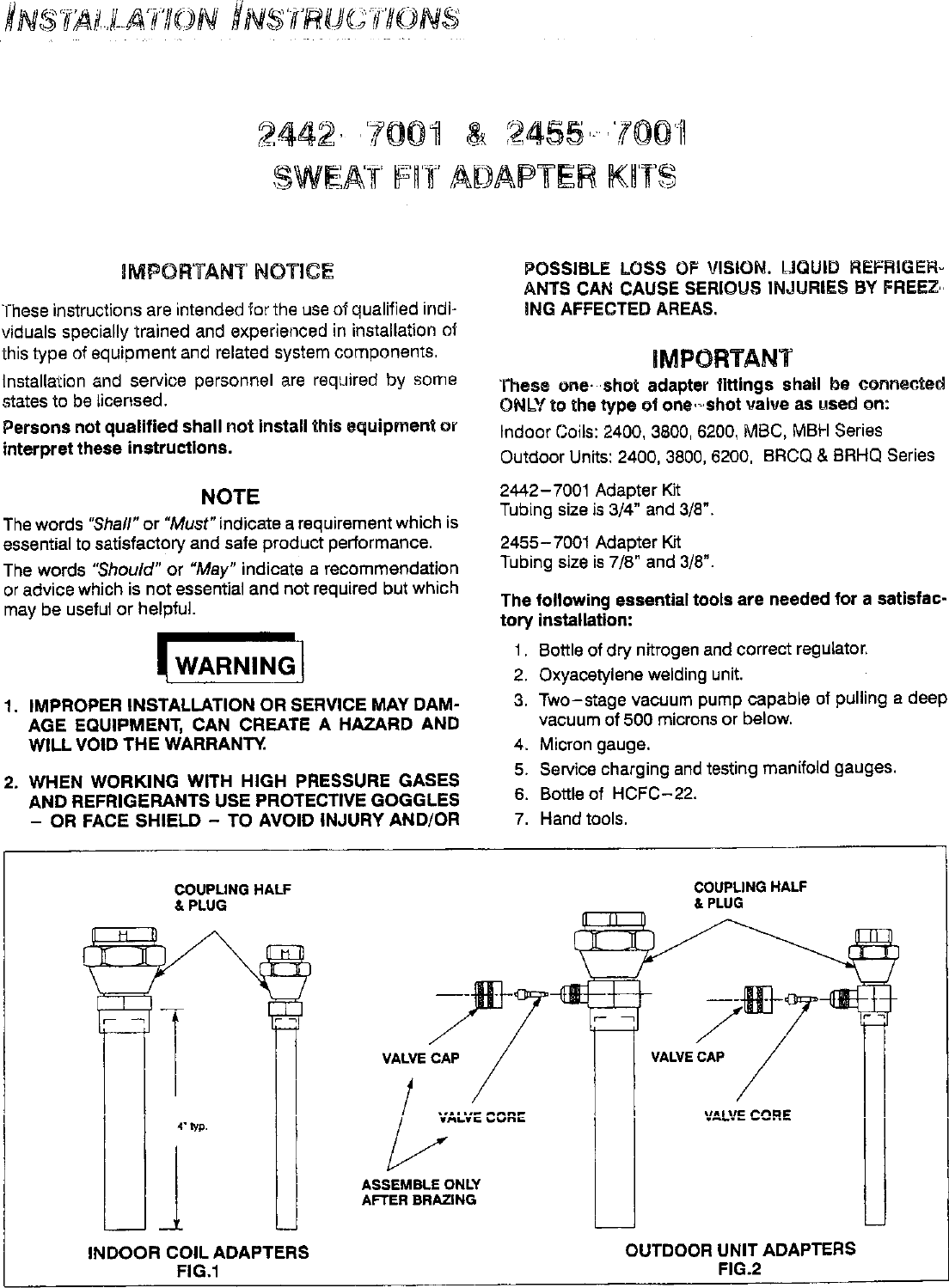 Page 1 of 2 - COLEMAN  / EVCON IND. Controls And HVAC Accessories Manual L0612103